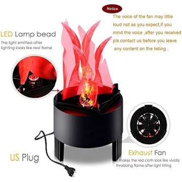 TOPCHANCES 3D Fake Flame Lamp,110V Electric Campfire Artificial Flickering Flame Table Lamp Fake Fire Light Realistic Flame Stage Effect Light for Halloween Christmas Party Festival Decoration
