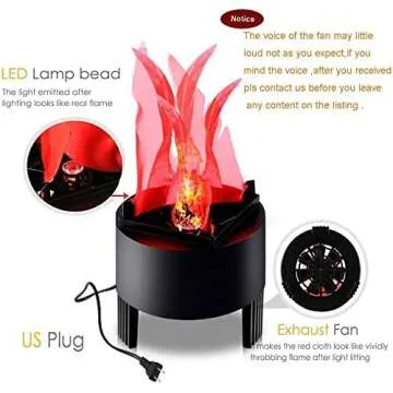 TOPCHANCES 3D Fake Flame Lamp,110V Electric Campfire Artificial Flickering Flame Table Lamp Fake Fire Light Realistic Flame Stage Effect Light for Halloween Christmas Party Festival Decoration