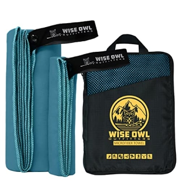Wise Owl Outfitters Camping Towel Ultra Soft Compact Quick Dry Microfiber - Great for Fitness, Hikin...