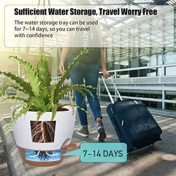 SwinDuck 10 Inch Self Watering Hanging Pots, 2 Pack Hanging Planters with 40oZ Deep Reservior for Indoor Outdoor Plants Flowers, White with Brown