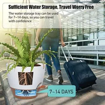 SwinDuck 10 Inch Self Watering Hanging Pots, 2 Pack Hanging Planters with 40oZ Deep Reservior for Indoor Outdoor Plants Flowers, White with Brown