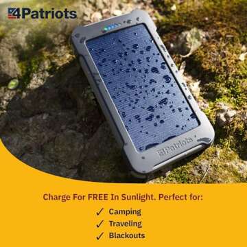 4Patriots Patriot Power Cell CX: Emergency Solar Power Bank with USB-C Fast-Charging Port - 4 Pack