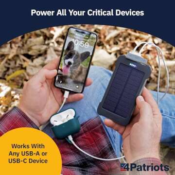 4Patriots Patriot Power Cell CX: Emergency Solar Power Bank with USB-C Fast-Charging Port - 4 Pack