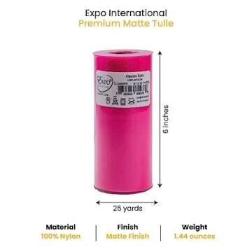 Expo International Premium Matte Tulle, Roll/Spool of 6 Inches X 25 Yards, Nylon-made Tulle Fabric, ...
