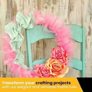 Expo International Premium Matte Tulle, Roll/Spool of 6 Inches X 25 Yards, Nylon-made Tulle Fabric, Matte Finish, Soft, Lightweight, Washable, Easy-to-Use Pink