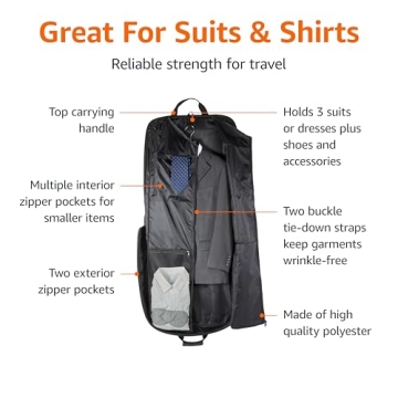 Amazon Basics Premium Travel Garment Bag for Suits & Dresses