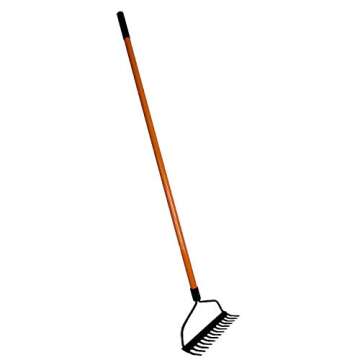 Ashman Bow Rake (1 Pack) – Heavy Duty Rake to Gather Fallen Leaves, Equipped with Rubber Grip Handle for a Strong Hold When Working – Rust Resistant.