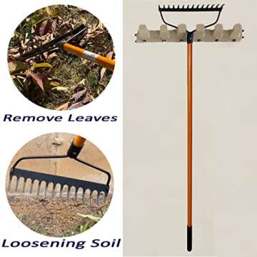 Ashman Bow Rake (1 Pack) – Heavy Duty Rake to Gather Fallen Leaves, Equipped with Rubber Grip Handle for a Strong Hold When Working – Rust Resistant.
