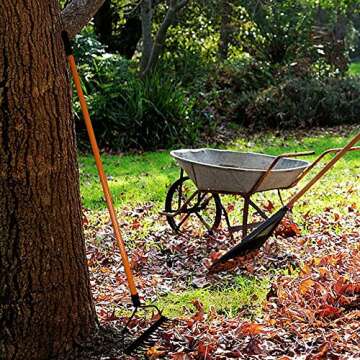 Ashman Bow Rake (1 Pack) – Heavy Duty Rake to Gather Fallen Leaves, Equipped with Rubber Grip Handle for a Strong Hold When Working – Rust Resistant.