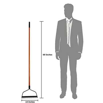 Ashman Bow Rake (1 Pack) – Heavy Duty Rake to Gather Fallen Leaves, Equipped with Rubber Grip Handle for a Strong Hold When Working – Rust Resistant.