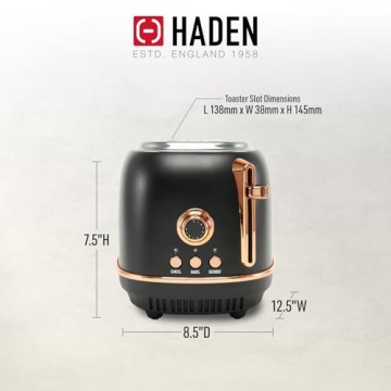 Haden Heritage 2-Slice Toaster Adjustable Browning Black Copper