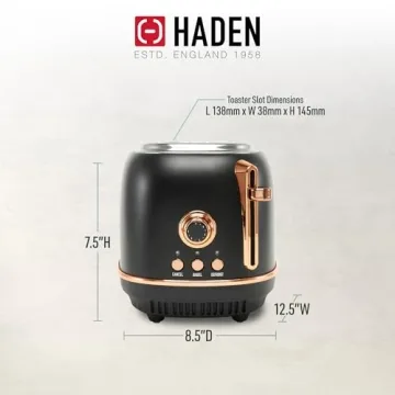 Haden Heritage 2-Slice Toaster Adjustable Browning Black Copper