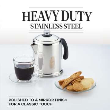 Farberware 50124 Classic Yosemite Stainless Steel Coffee Percolator - 8 Cup, Silver,Stovetop