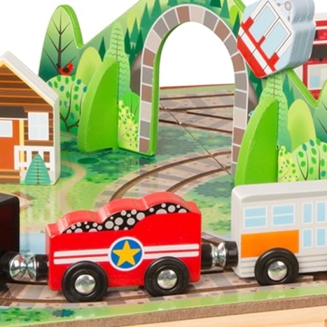 Melissa & Doug 17-Piece Wooden Take-Along Railroad Play Set