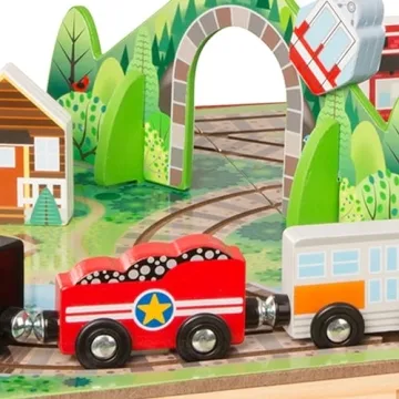 Melissa & Doug 17-Piece Wooden Take-Along Railroad Play Set