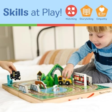 Melissa & Doug 17-Piece Wooden Take-Along Railroad Play Set