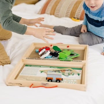 Melissa & Doug 17-Piece Wooden Take-Along Railroad Play Set