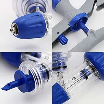 YUELY 5ml Veterinary Injector Adjustable and Continuous Automatic Self Refill Syringe for Livestock Cattle Chicken Sheep Pig