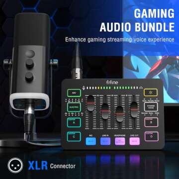 FIFINE Gaming Equipment Bundle, Dynamic XLR/USB Gaming Microphone Set with Streaming Audio Mixer for...