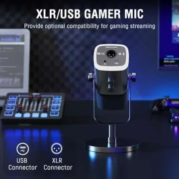 FIFINE Gaming Equipment Bundle, Dynamic XLR/USB Gaming Microphone Set with Streaming Audio Mixer for Podcast Recording Video Vocal, RGB Gamer Set with Volume Fader/XLR Interface for PC-AmpliGame KS5