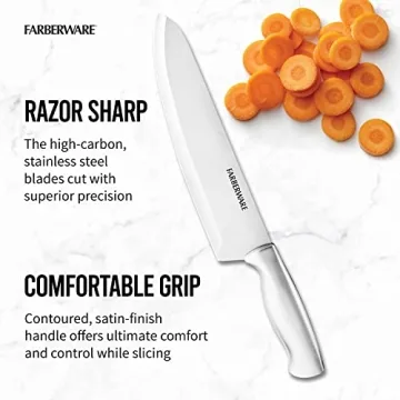 Farberware 15-Piece High-Carbon Knife Set - Sharp & Sleek