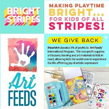 Bright Stripes Kids Journal Kit, DIY Journaling Set, Fun Art Journals with Paints, Markers, Paintbrush, Glue, Punchouts, Paper and 5 Guided Activities, Great Creative Gifts, iHeartArt Collage Visions