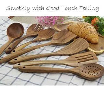 ADLORYEA Wooden Cooking Utensils Set - 7-Piece Healthy Essentials