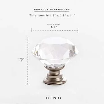 BINO 12-Pack Elegant Crystal Cabinet Knobs – 1.25 Inch