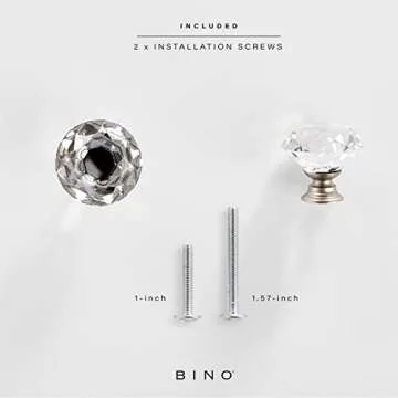 BINO 12-Pack Elegant Crystal Cabinet Knobs – 1.25 Inch
