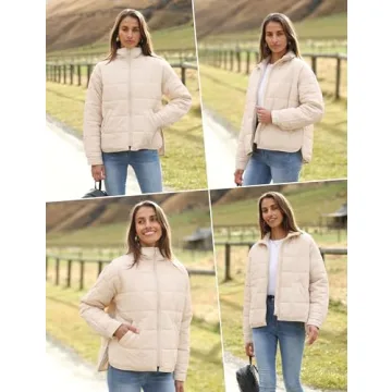 Xiaoxuemeng Womens Quilted Puffer Jacket Zip Up Lightweight Padded Coat Outwear (Khaki-XL)