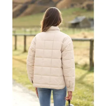 Xiaoxuemeng Womens Quilted Puffer Jacket Zip Up Lightweight Padded Coat Outwear (Khaki-XL)