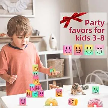 AZEN Mini Spring Party Favors for Kids 3-5 4-8, Goodie Bags Stuffers for Birthday Party, Classroom Prizes Kids Prizes, Small Bulk Toys Gifts (4 Smile)