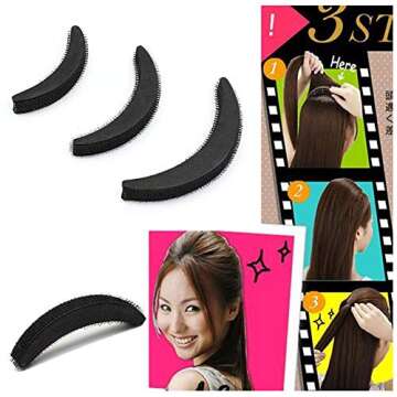 LOVEF 6Pcs Charming Fringe BUMP IT UP Volume Inserts Do Beehive Styler Clip Stick Tool Magic Hair Base Comb Princess Party Prom Accessories