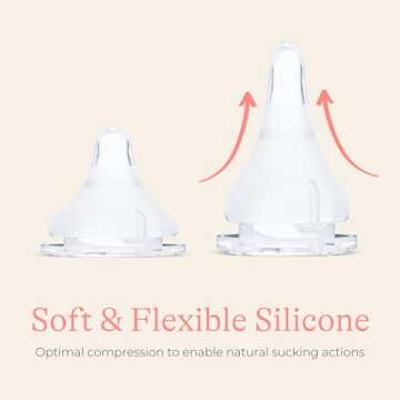 Lansinoh NaturalWave Baby Bottle Nipples – 100% Soft, Durable Silicone, Made Without BPA BPS, Anti-Colic, Supports Baby’s Developing Mouth and Teeth, Medium Flow, Size M, 2 Count, 3+ Months