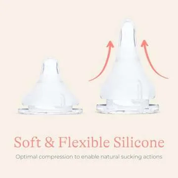 Lansinoh NaturalWave Baby Bottle Nipples – 100% Soft, Durable Silicone, Made Without BPA BPS, Anti-Colic, Supports Baby’s Developing Mouth and Teeth, Medium Flow, Size M, 2 Count, 3+ Months