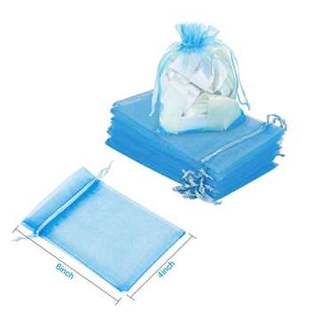 WenTao 100Pcs Premium Sheer Drawstring Organza Bags, 4 x 6 Inch (10x15cm) Pouches Candy Jewelry Part...