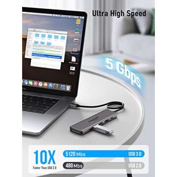 USB C Hub Multiport Adapter - Lemorele 7-in-1 Type-C 4K 60Hz HDMI Dongle Docking Station, 100W PD, SD/TF 3.0 Slots, 2 USB 3.0 & USB C 3.0 5Gbps Data Ports, for MacBook, iPad, Surface, XPS, ChromeBook