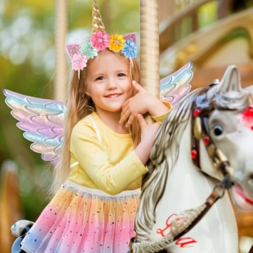 Creatoy Unicorn Costume with Rainbow Tutu for Kids