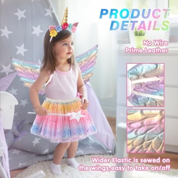 Creatoy Unicorn Costume with Rainbow Tutu for Kids