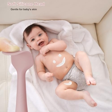 3 Pack Baby Diaper Cream Spatula Applicator, Soft Silicone Butt paste Spatula Diaper Cream Brush with Suction Cup Base (Cyan, Pink, Green)