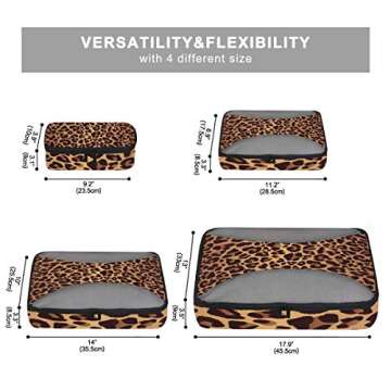 Travel Packing Cubes 4 Set Leopard Animal Skin Print, Carry on Luggage Organizer Bags Mesh, Storage Pouch Accessories for Suitcase Backpacks