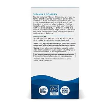 Nordic Naturals Vitamin E Complex, Unflavored - 30 Soft Gels - 6 Forms of Vitamin E for Antioxidant Support - Cellular Protection - Non-GMO - 30 Servings