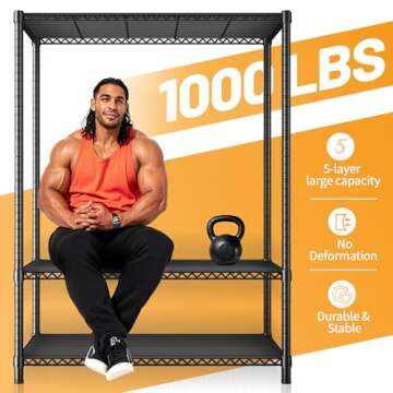 REIBII Heavy Duty 5-Shelf Wire Storage Rack Solution