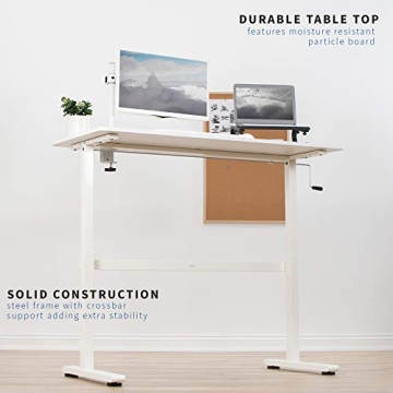 VIVO Height Adjustable Crank Sit Stand Office Desk