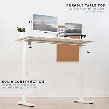 VIVO Height Adjustable Crank Sit Stand Office Desk