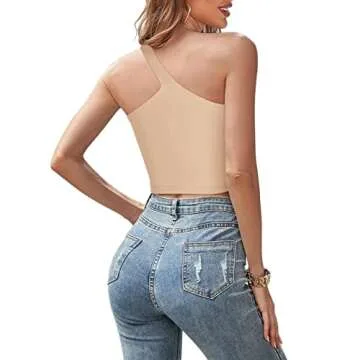REORIA Sexy One Shoulder Backless Crop Top - Comfortable & Chic