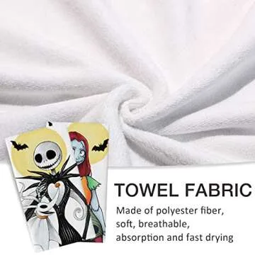 Seliem Halloween Jack Kitchen Dish Towels Set of 2, Spooky Sally Skull Ghost Moon Bat Hand Towels Drying Baking Cooking Cloth, Funny Holiday Party Home Kitchen Decor 18 x 26 Inch