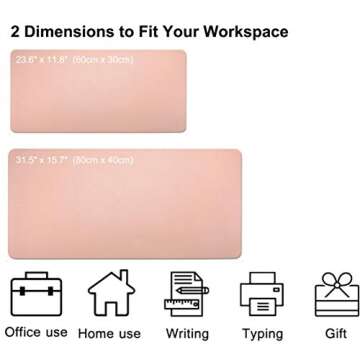 SUJAYU Dual Sided PU Leather Desk Pad, Mouse Pad, Office Desk Mat, Non-Slip Laptop Desk Pad, Waterpr...