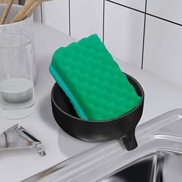 Self Draining Soap Dish, Ceramic Soap Dish with Drain for Bathroom Shower, Kitchen Sponge Holder Dish Sponge Holder for Kitchen Sink Ceramic Soap Holder Case Tray…