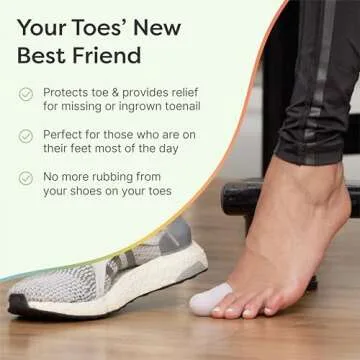 ZenToes 6 Pack Gel Toe Cap and Protector - Cushions and Protects to Provide Relief from Missing or Ingrown Toenails, Corns, Blisters, Hammer Toes (Small, White)